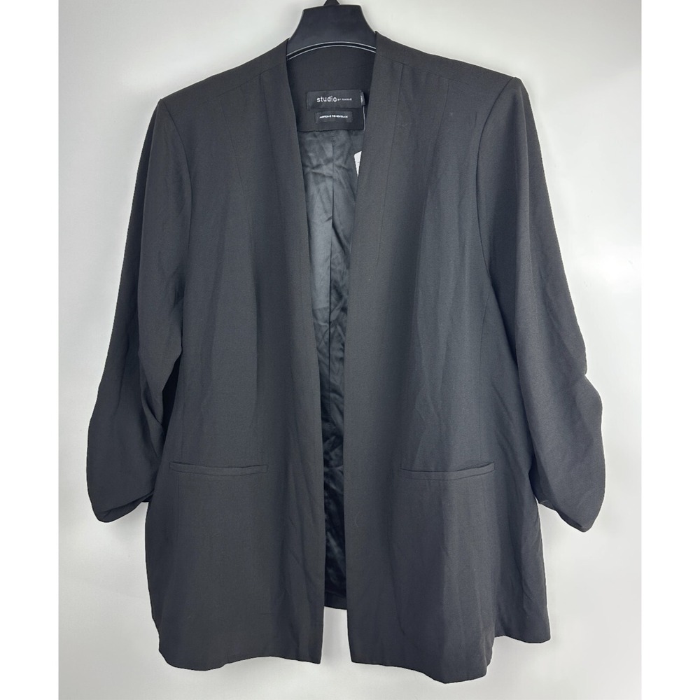 NWT Torrid Studio Crepe Collarless Blazer Jacket Black Office Pro Plus Size 3 3X - Picture 2 of 14